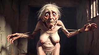 Granny in Rope Bondage - Hairy Pussy & Anal Creampie Desire
