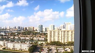 Crazy brunette bitch rubs her clitoris to climax with her fresh toy