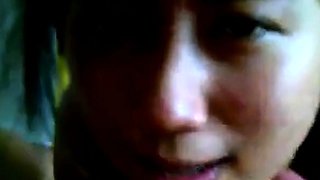 Asian College Girl Gives a Blowjob and Swallows