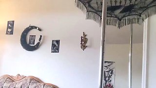 Busty babe playing with her big boobs