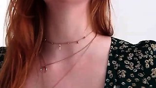 Amateur redhead masturbates then gives a blowjob