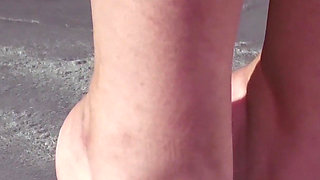 Miwa Kiritani Hands Tied Behind Her Back While Tesshin Doyama Stimulates Her Feet