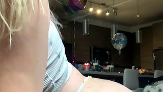 Blonde teen in panties