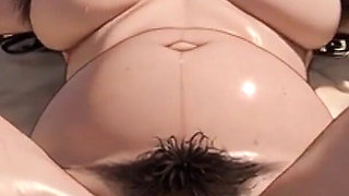 Pregnant Beach Exhibition - Hairy Pussy Tanning & Craving Sperm