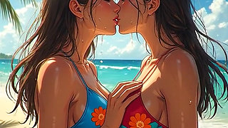 AI Anime Hentai Uncensored, Uncensored video of Lesbian MILF Kissing, 3D Hentai Gangbang Cartoon on closeup by Kiidzy Animates