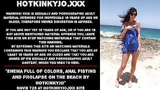 Enema full of colors, anal fisting and prolapse on the beach by Hotkinkyjo