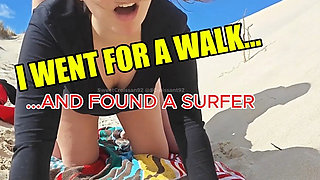 CATRINE CROISSANT - Horny French Wife Hunts Surfer to Get FUCKED on the Beach