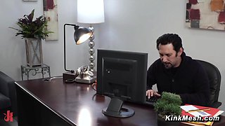 Boss ties up and rough fucks maid