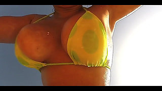 Bulging Bikini Fighting for Its Life While I Get Pounded by the Waves