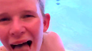 Blonde Teen Blows Cock in the Whirlpool! Horny Facial for the Slut!