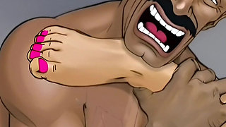 Innocence for Sale. Shoe Salesman Lick Smell Feet Shy Customer. Amazing Cartoon Ai