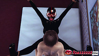 Fetish Latex Girl in 3D Hentai - Side Fuck on Bed, Anal Missionary & Lifting Creampie