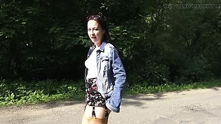 Wanilianna Outdoor Golden Shower & Squirting in Nylon Stockings Garter Belt - Saturday Morning Pissing