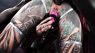 Inked-up Pierced Slut Deep Throat and Ass Pounding