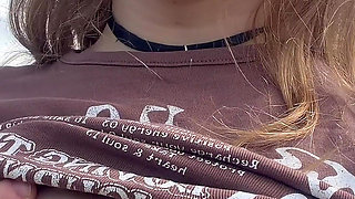 Girl Shows Her Tits and Pussy Outdoors