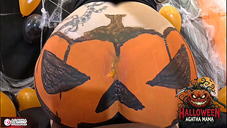 Agatha Mama on a BBC Fucking a Brazilian MILF's Halloween Jack O'lantern