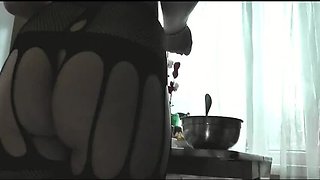 Mature MILF and Teen Girl Kissing in Kitchen - No Panties! Old Neighbor Joins for Threesome - Bisexual Lesbian Sex