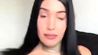 Sexy latina Trans loves stripping away her see through