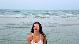 Getting Wet and Messy in See-through Top Outdoor