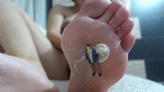 Giantess Stepmom Puts Tiny Stepson Between Her Toes as Punishment Then Glues Him to the Soles of Her Feet and Cleans His Toes