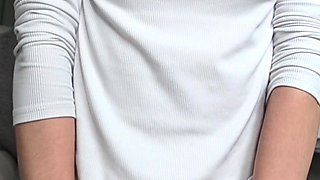 Braless Nipples Through White Shirt Leggings Strip to Rear Pussy Spread