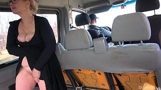 Old Blonde Mature GILF In The Car(4K) - Outdoor handjob