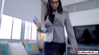 Anatomy lesson and handjob with busty MILF stepmother