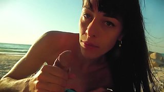 So Lots Of Cum All Over My Face.amazing Blowjob On The Beach