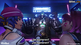 D.Va gets fucked hard by two black cocks