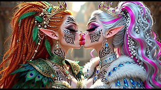 Beautiful Elves Princess Kissing, Ai Animation