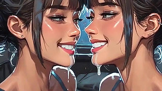 Beautiful Lesbians Tongue and Kiss Fetish, Ai Animation