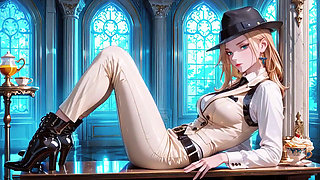 Leaning Against the Vintage Train Door, She Runs Her Hand Down Sheer Stockings While Gazing with a Cold yet Misty Look