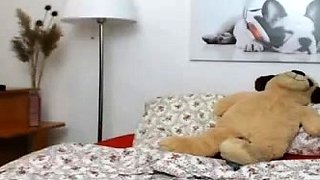 Amateur young teen solo masturbation on her livingroom