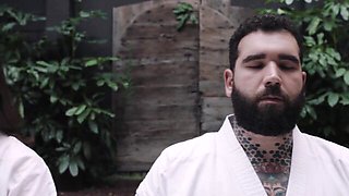 Tattooed Lover And Dark-Haired Beauty Passionate Bedroom Sex