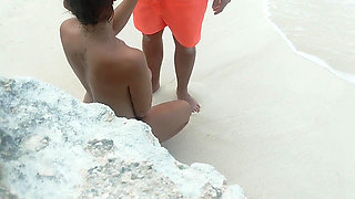 A Walk on the Beach Ends with a Blowjob From a Stranger and Cum on Her Tits