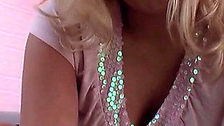 Lovely blonde masturbating with her dildo toy