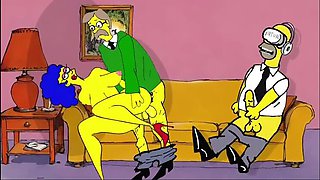 Neighbor Fucks Horny Housewife While Hubby Watches Porn on Couch