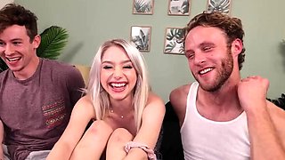 Blonde teen natali opens in threesome hardcore sex