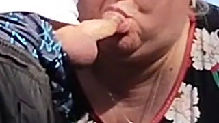 Mother-in-law Holds My Dick While I Pee and Then Sucks It in Public