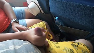 Cock Sucking And Handjob On Public Bus & Cum Swallow