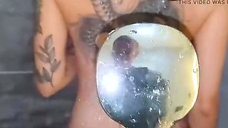 Amateur babe demonstrates off her yam-sized clit to him