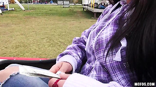 Public Pickups - Brunette Czech El Storm Rides Bumper Cars & Gives Steve a POV Blowjob with Steve Q & Gets Doggystyle Fuck