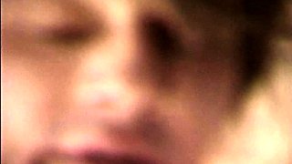 Brunette Teen In Threesome Blowjob And Banging On Bed