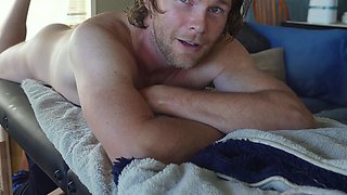 Petite Blonde Sucks My Big Cock Through Massage Bed Glory