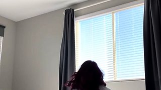 Curly Blonde Teen Records Solo Dildo Masturbation