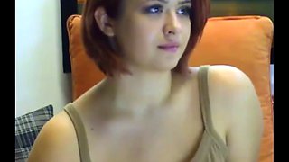 Sexy short hair camgirl with huge natural tits