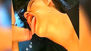 Brunette Slut Gets Her Face Covered in Cum