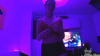 Amateur Rebeka Ruby's wet pussy on Sofa