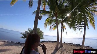 Public beach Asian GF bj and nail