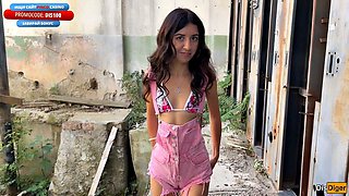 Katty West Caught Pissing in Derelict Spot Before Intense Cowgirl Ride on Tight Pussy
